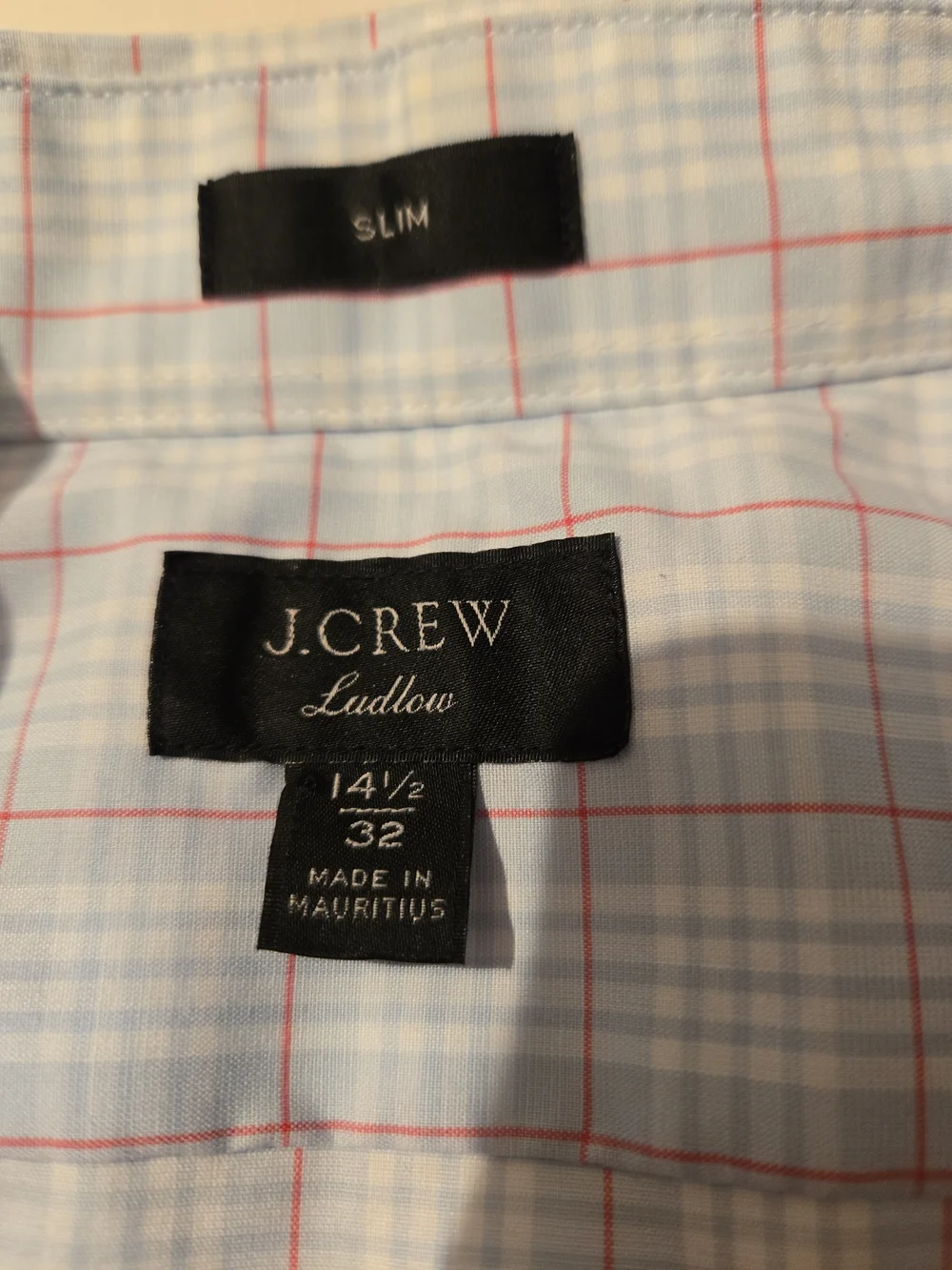 J. Crew Men's Light Blue and Pink Plaid Button-Down Shirt
